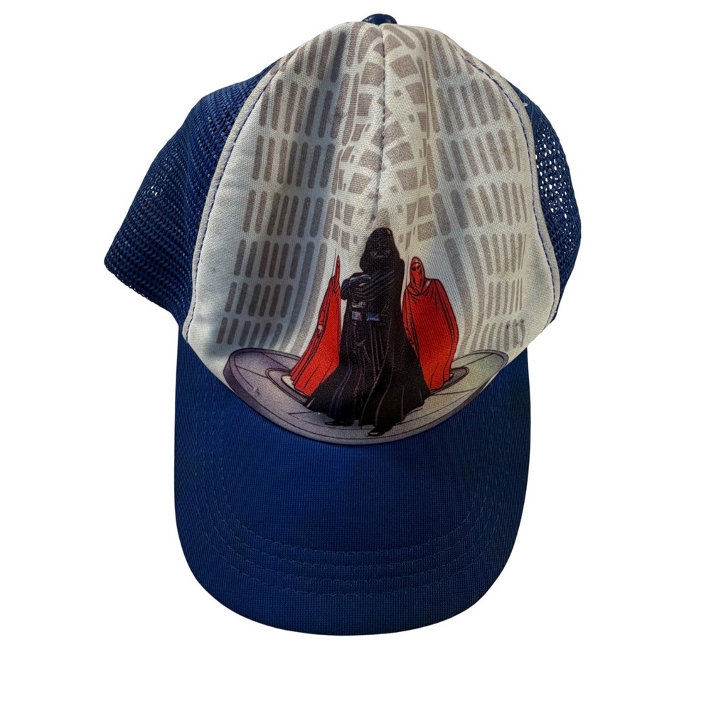 Vintage Star Wars Darth Vader Trucker Hat Blue Mesh Snapback Made in USA S/M